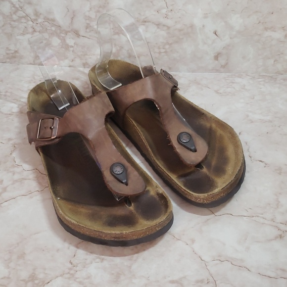 Birkenstock Brown Unisex Toe Hook Leather Sandals Size 41